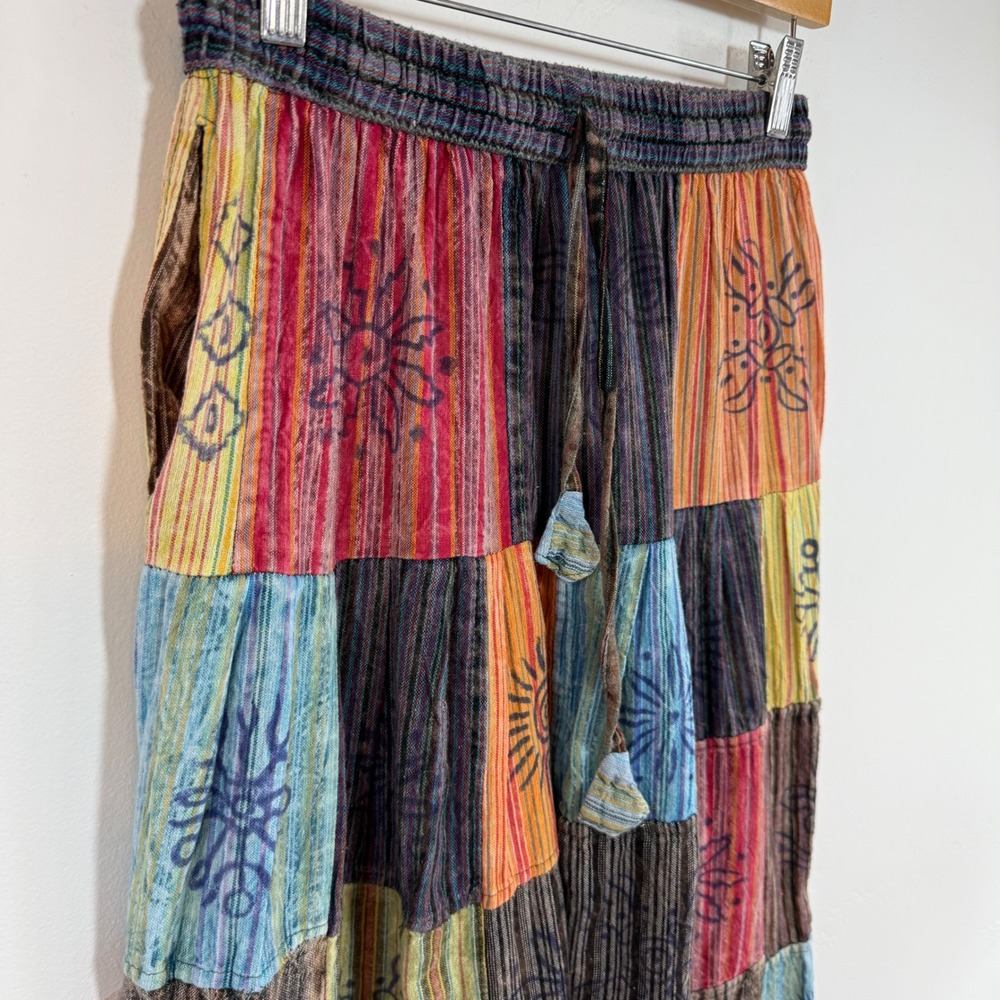 Rising International Patchwork Cotton Pants Sz‎ 6 Boho Hippie Festival Joggers - Picture 7 of 12